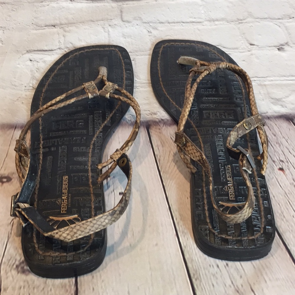 Fergalicious Thong Sandals Shoes Faux Snakeskin Shoe Size 10 - Picture 4 of 7
